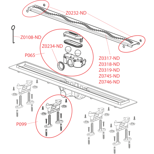 Alcaplast APZ8/Simple műanyag zuhanyfolyóka fém hullám ráccsal (750 mm)
