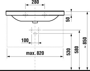 Jika Cubito 85x48,5 mosdó csaplyuk nélkül H8104260001091 (8.1042.6.000.109.1)