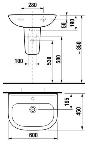 Jika Olymp 60x45 mosdó  (60x45 cm, csaplyukkal, #8.1061.3.000.104.1)