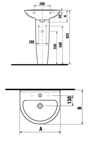 Jika Mio 50x42 mosdó csaplyukkal H8107110001041 (8.1071.1.000.104.1)