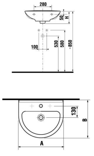 Jika Mio 55x43 mosdó csaplyukkal H8107120001041 (8.1071.2.000.104.1)