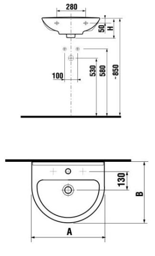 Jika Mio 65x49 mosdó csaplyukkal H8107140001041 (8.1071.4.000.104.1)
