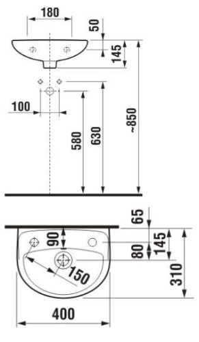 Jika Lyra Plus 40x31 cm kézmosó csaplyuk nélkül H8153810001091 (8.1538.1.000.109.1)