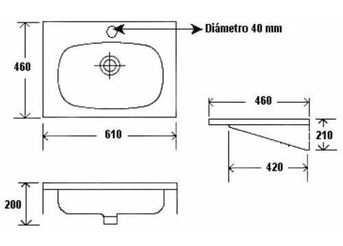 Kork 13033 610x460mm rozsdamentes mosdó