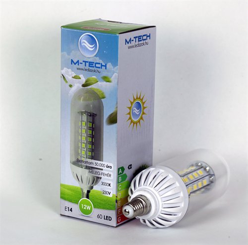 M-Tech E14 Candle 60SMD 230V, 840Lm Meleg Fehér 3000K, Led izzó