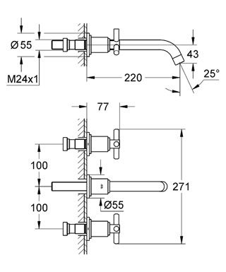 Grohe Atrio 3 részes fali mosdó csaptelep 20387 000 (20387000)