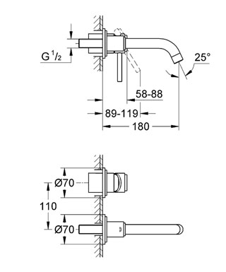 Grohe Atrio 2 lyukas fali mosdócsaptelep 19287 001 (19287001)