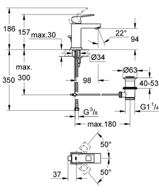 Grohe Eurocube egykaros mosdócsaptelep 23127 000 (23127000)