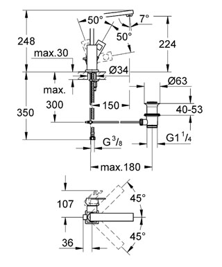 Grohe Eurocube egykaros mosdócsaptelep 23135 000 (23135000)