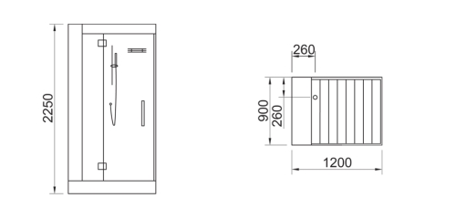 Wellis Minima 120x90 téglalap alapú hidromasszázs gőzkabin