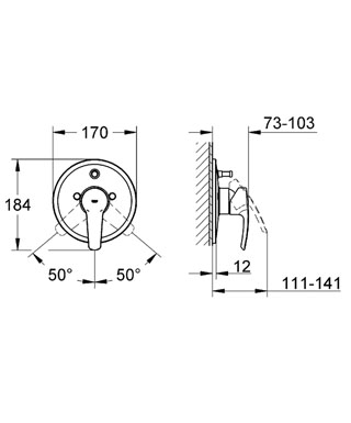 Grohe Eurostyle 19506 001 falsík alatti kádcsaptelep külső rész (19506001)