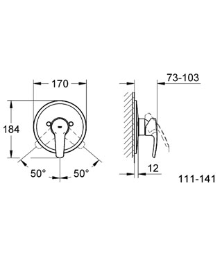 Grohe Eurostyle 19507 001 falsík alatti zuhanycsaptelep külső rész (19507001)