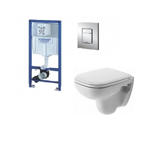 Grohe. Rapid SL 38528 001 Szerelőelelm, Cosmopolitan króm nyomólap, Duravit D-code 221109 Compact fali wc