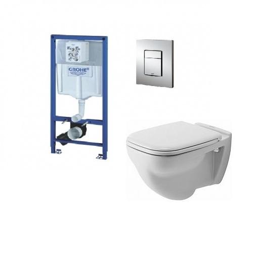 Grohe. Rapid SL 38528 001 Szerelőelelm, Cosmopolitan króm nyomólap, Duravit D-code 221009 lapos öblítésű fali wc