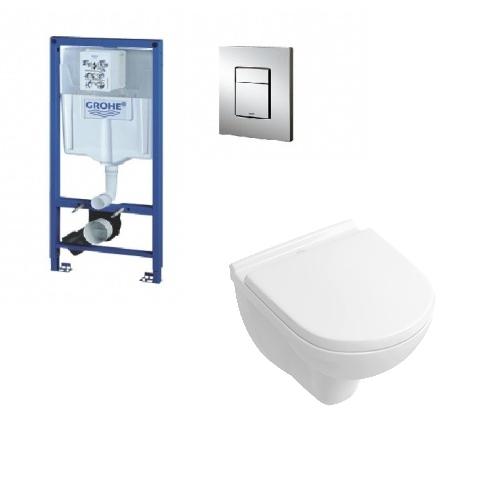 Grohe. Rapid SL 38528 001 Szerelőelelm, Cosmopolitan króm nyomólap, Villeroy & Boch 56881001 Compact Fali wc
