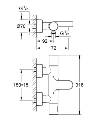Grohe Grohtherm 3000 Cosmopolitan 34276 000 termosztátos kádcsaptelep (34276000)