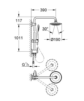 Grohe Rainshower Solo 27411 000  falra szerelhető zuhanyváltós zuhanyrendszer (27411000)