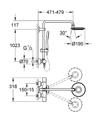 Grohe Rainshower Icon 27417 000 falra szerelhető zuhanyrendszer (27417000)