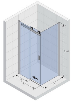 Riho Baltic B203 téglalap alapú zuhanykabin (króm, 140x90 cm, Transparent, #GE0902400)