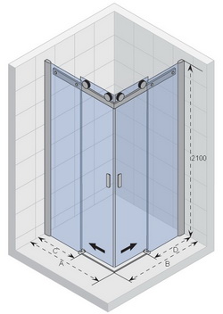 Riho Baltic B207 téglalap alapú zuhanykabin 90x90 cm, transparent, króm (GE1002000) G002011120