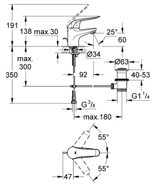 Grohe Euroeco Speciál egykaros víztakarékos mosdócsaptelep 32763 000 (32763000)
