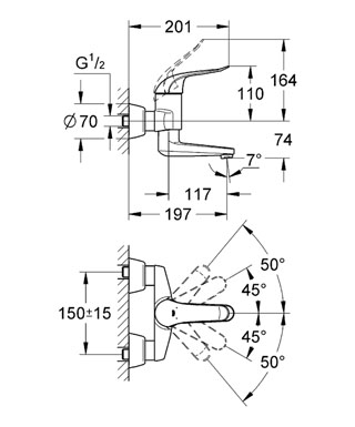 Grohe Euroeco Speciál egykaros fali víztakarékos mosdócsaptelep 32767 000 (32767000)