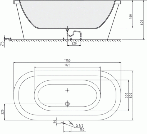 Polysan Matrix W szabadonálló kád fa lábon (175x86 cm, mahagóni lábbal, 39133)