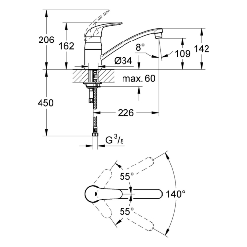 Grohe Start Eco 31341 000 egykaros álló konyhai mosogató csaptelep (31341000)