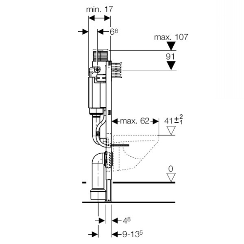 Geberit Duofix 111.290.00.1 Alacsony beépítésű (98cm) WC szerelőelem fali WC részére, UP200 öblítőtartállyal