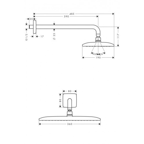 Hansgrohe Raindance E 360 AIR 1jet fejzuhany 390 mm-es zuhanykarral 27376 000 (27376000)