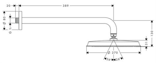 Hansgrohe Raindance Classic 240 Air fejzuhany 383 mm-es zuhanykarral 27424 000 (27424000)