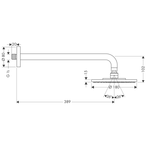 Hansgrohe Raindance S 180 Air 1jet fejzuhany 390 mm-es zuhanykarral 27468 000 (27468000)