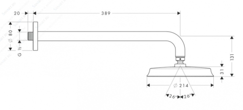 Hansgrohe Raindance 27428 000 Classic 180 Air fejzuhany 383 mm-es zuhanykarral (27428000)