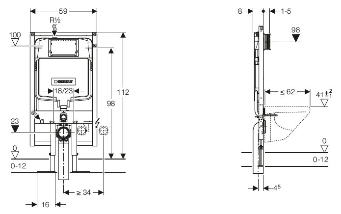 Geberit Duofix 111.726.00.1 ultravékony 8cm wc szerelő elem