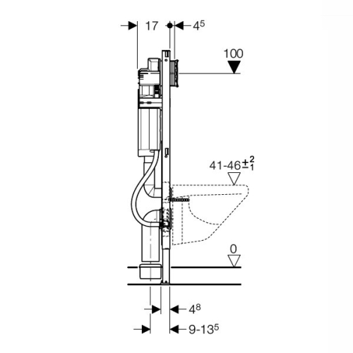 Geberit Duofix 111.375.00.5 wc szerelőelem fali WC részére, UP320 öblítőtartállyal, mozgássérült kivitel, kapaszkodótartókkal