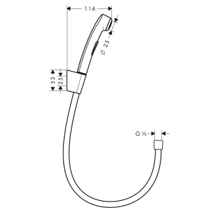 Hansgrohe Bidette 1jet kézizuhany Porter S zuhanyszett zuhanycsővel 1,25 m 32129 000 (32129000)