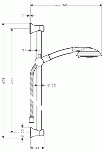 Hansgrohe Raindance Classic 100 AIR 3jet/ Unica’Classic zuhanyszett 0,65 m 27843 000 (27843000)