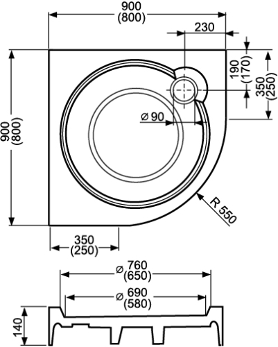 Roltechnik Classic Line CR2 90X90-es zuhanykabin Tahiti-P zuhanytálcával