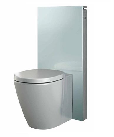Geberit Monolith 131.002.SI.1 szanitermodul talpon álló WC-hez, fehér üveggel P-könyökkel