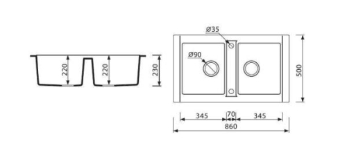 Marmorin Profir 2 medencés gránit mosogató (safari)