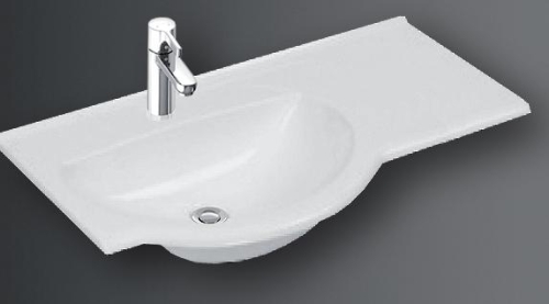 Marmorin Citi Bis 110 öntött márvány mosdó (fehér, 110x44x35 cm, balos)