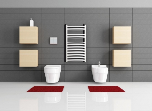 Radeco Adamo AD4-500/L D profilos íves törölközőszárítós csőradiátor (690 W, fehér, 1060x550 mm)