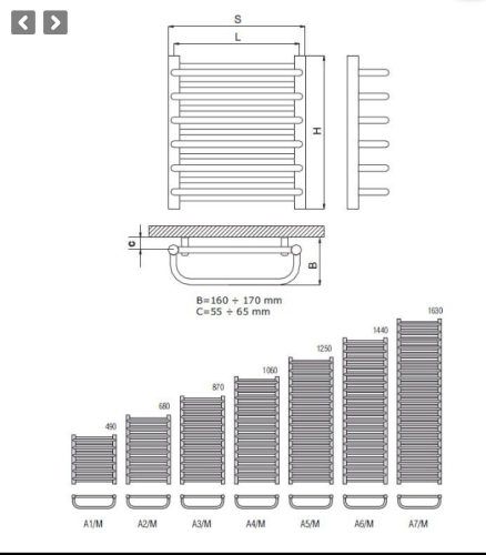 Radeco A 400 törölközőszárítós csőradiátor (620 W, fehér, 870x435 mm, #A3-400/2)