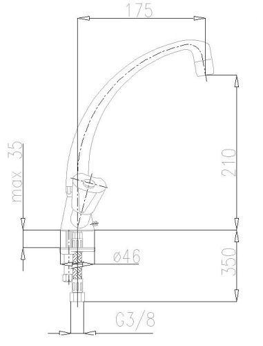 Armatura Ceramik 333-915-00 álló mosdó csaptelep 210mm kifolyócső magasság