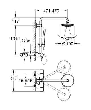 Grohe Rainshower Solo 27428 000 falra szerelhető zuhanyrendszer*