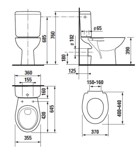 Jika Zeta mélyöblítésű hátsó kifolyású monoblokkos wc H8253960002411 (8.2539.6.000.241.1)