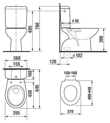 Jika Zeta mélyöblítésű alsó kifolyású monoblokkos wc H8253970002421 (8.2539.7.000.242.1)
