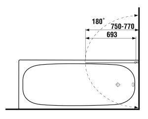 Jika Cubito 75x140-es kádparaván balos, króm, Átlátszó H2574250026681 (2.5742.5.002.668.1)