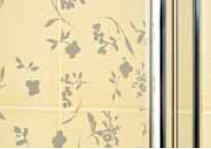 Jika Cubito 115x140-es virág dekoros kádparaván jobbos, króm, átlátszó üveg virág dekorral H2574260026691 (2.5742.6.002.669.1)