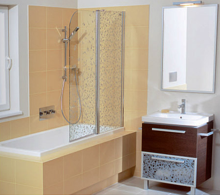 Jika Cubito 115x140-es virág dekoros kádparaván jobbos, króm, átlátszó üveg virág dekorral H2574260026691 (2.5742.6.002.669.1)